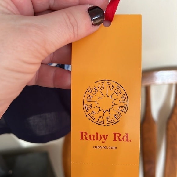 RUBY RD. Navy Blue/Burgundy/Pink/Pastel Blue Floral Peplum Top, Size XL, NWT. - Picture 7 of 8